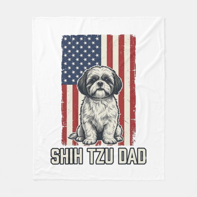 Manta Polar Shih Tzu Dad Patriotic Flag Vintage Dog Shirt_1 (Anverso)