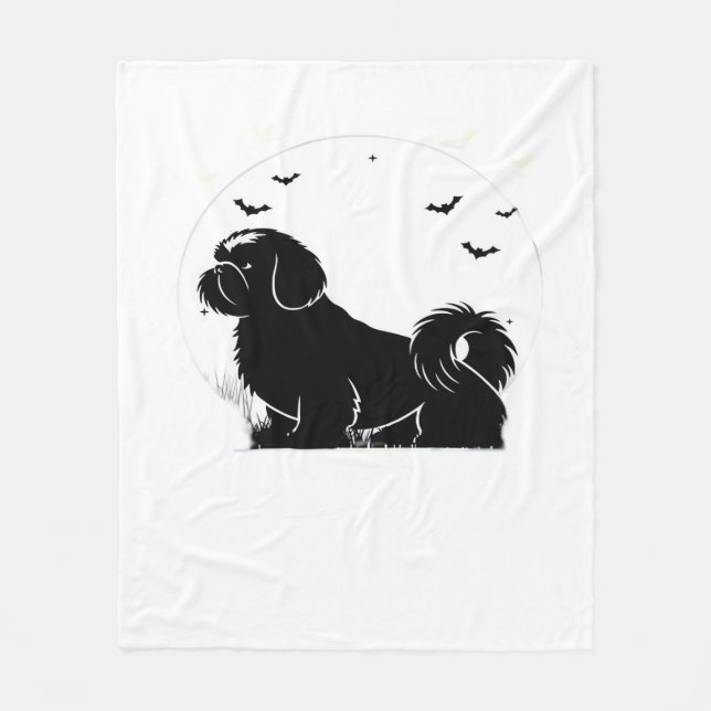 Manta Polar Shih Tzu Dog - Halloween Moon Silhouette Classic T (Anverso)