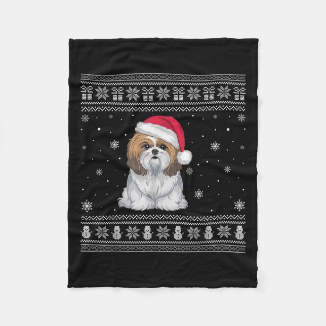 Manta Polar Shih Tzu Dog Lovers Men Women Santa Ugly Xmas Swea (Anverso)