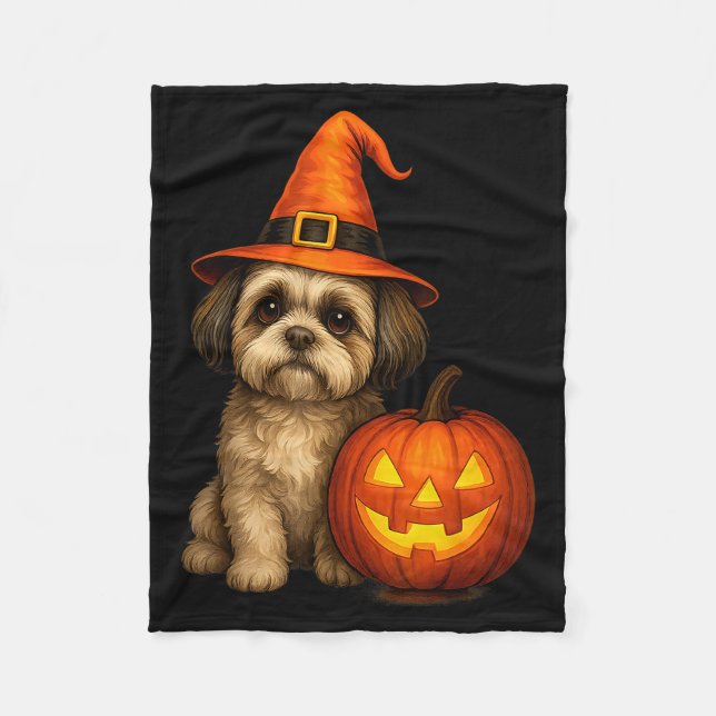Manta Polar Shih Tzu Halloween Pumpkin Dog Costume Family Matc (Anverso)