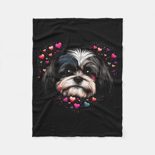 Manta Polar Shih Tzu Love Heart For Valentines Day On Shih Tzu (Anverso)