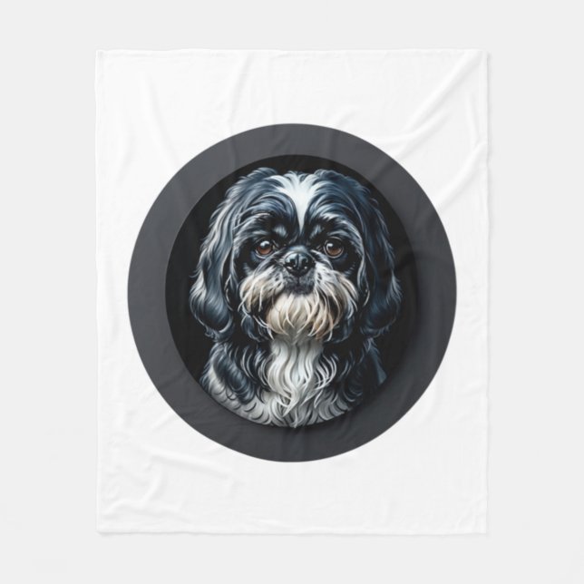 Manta Polar shih tzu negro (Anverso)