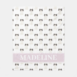 Manta Polar Shih Tzu personalizado (blanco y negro) beige y bl