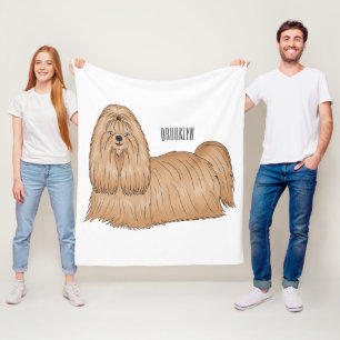Manta Polar Shih tzu personalizado de pelo largo ilustracion