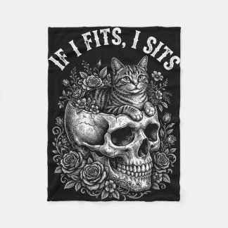 Manta Polar Si cabe me siento calavera de gato negro humor min