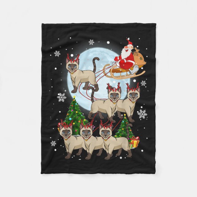 Manta Polar Siamese Reindeer Christmas Siamese Cat Lover Men W (Anverso)