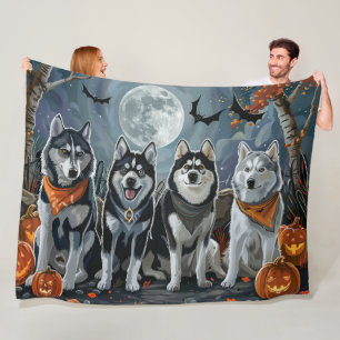 Manta Polar Siberian Husky Halloween Espeluznante