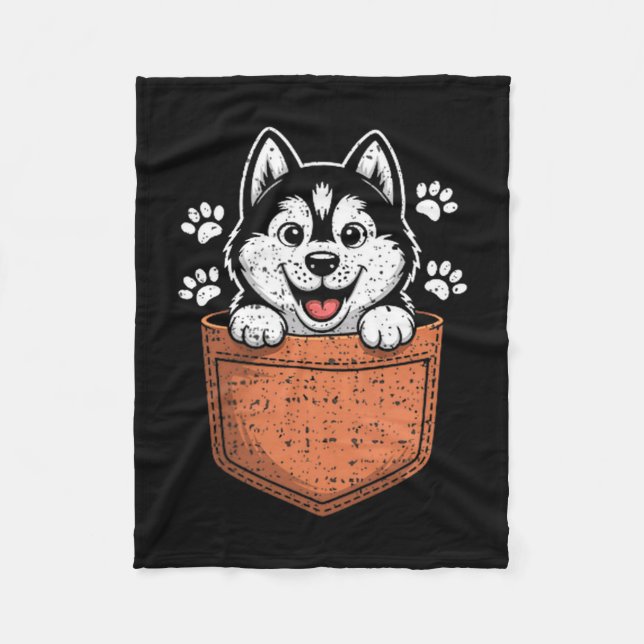 Manta Polar Siberian Husky In Your Front Cket  (Anverso)