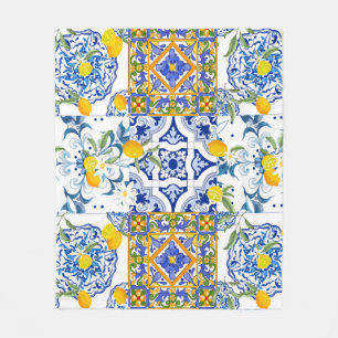 Manta Polar Siciliano, verano, citrus Fleece Blanket