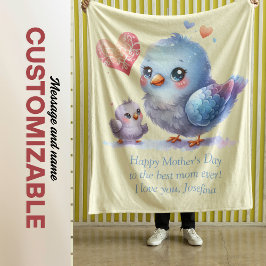 Manta Polar Siempre mi madre - Mamá de pájaro y amarillo bebé