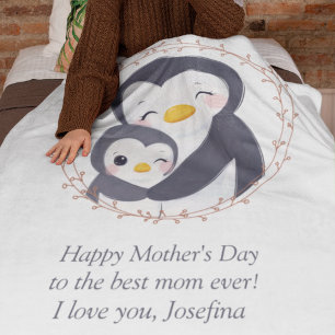 Manta Polar Siempre mi madre - Mamá pingüino y bebé