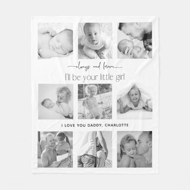 Manta Polar Siempre y para siempre tu pequeña niña Collage de  (Anverso)