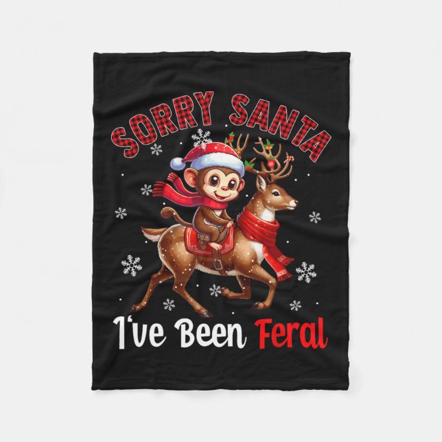 Manta Polar Siento haber sido Navidades Feral Santa Monkey Rid (Anverso)