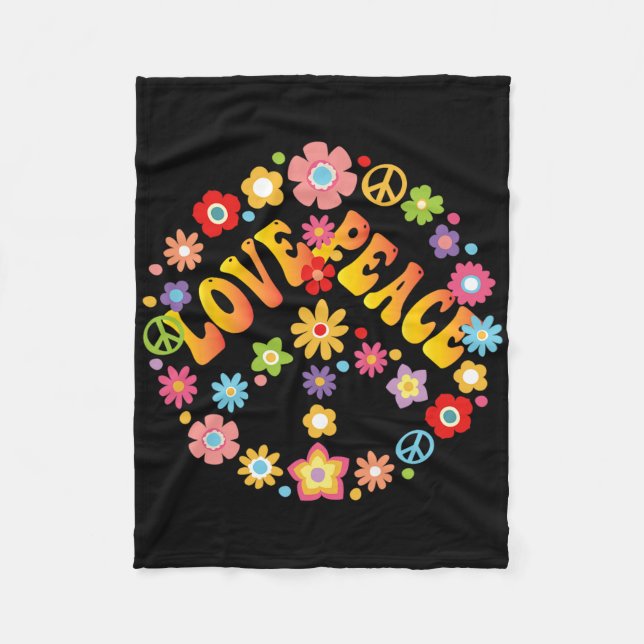 Manta Polar Signo de paz Amor 60's 70 Groovy Hippie Costume Ha (Anverso)