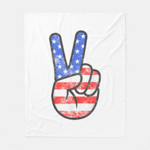 Manta Polar Signo de paz de bandera estadounidense da la mano