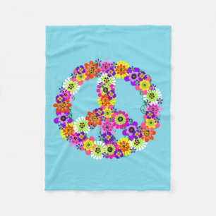 Manta Polar Signo de paz floral en azul claro