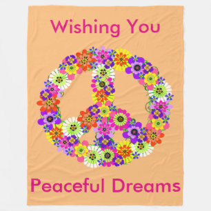Manta Polar Signo de Paz Floral en Melocotón Sueños Pacífico