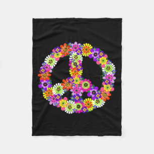 Manta Polar Signo de paz floral en negro