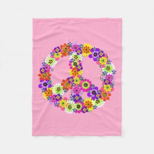 Manta Polar Signo de paz floral en rosa bebé