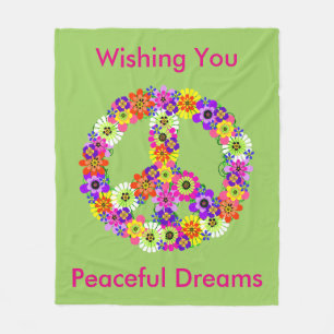 Manta Polar Signo de paz floral en sueños verdes pacíficos