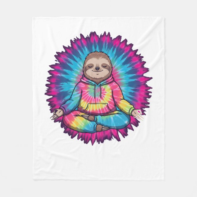 Manta Polar Signo Hippie Sloth Peace Tie-Dy (Anverso)