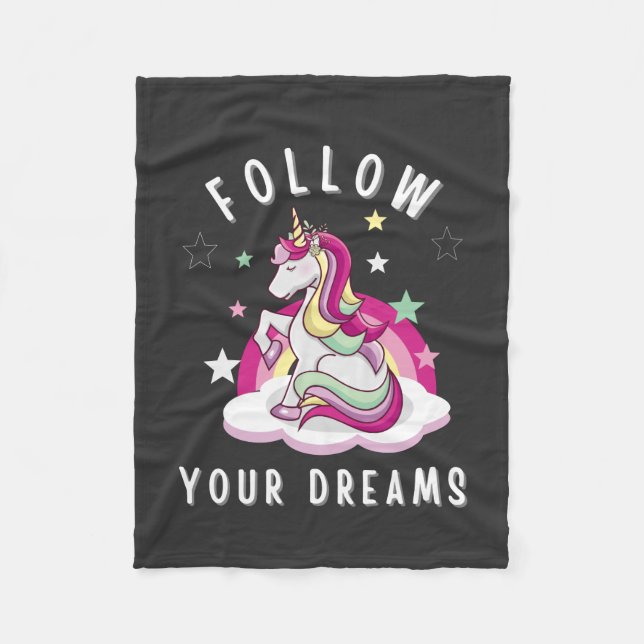 Manta Polar Sigue tus sueños mi cumpleaños de Unicornio (Anverso)