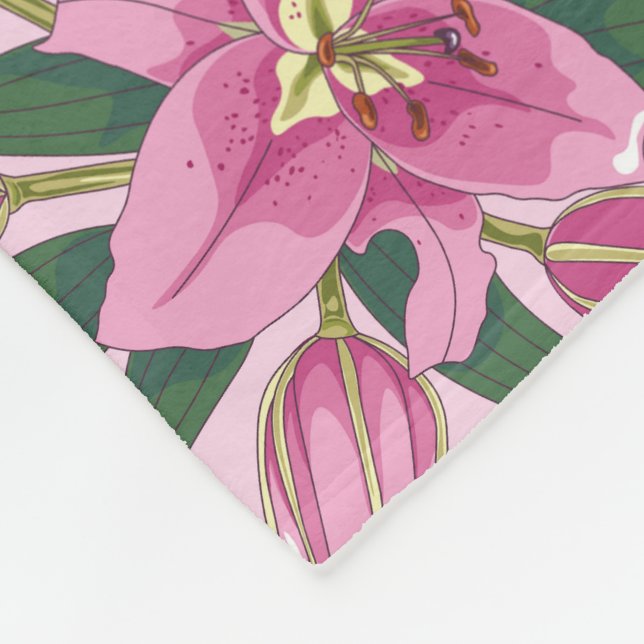 Manta Polar Silencio en flor en rosa pastel (Esquina)