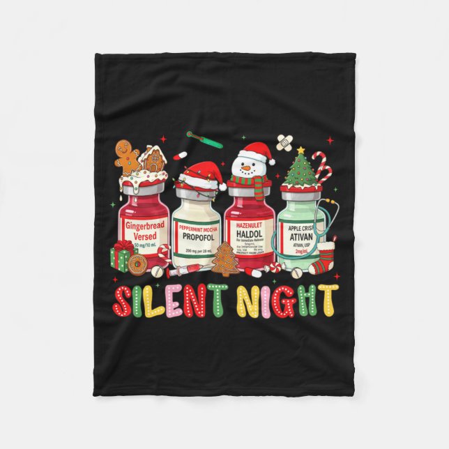 Manta Polar Silent Night Funny Nurse Christmas Design Long Sle (Anverso)