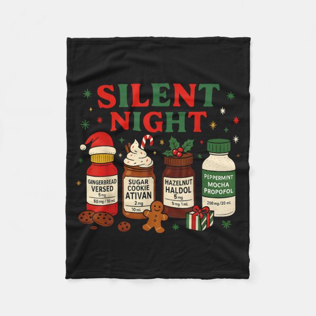 Manta Polar Silent Night Profol Icu Nurse Funny Christmas Medi (Anverso)