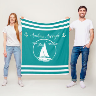 Manta Polar Silhouette/anclas de velero blanco náutico de peso