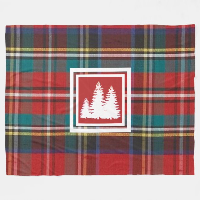 Manta Polar Silhouette de árbol de pino blanco y de plástico d (Frente (Horizontal))