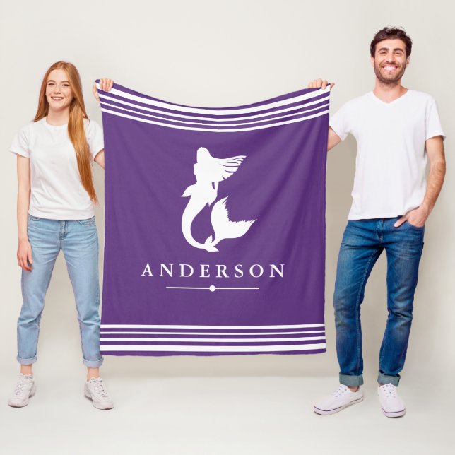 Manta Polar Silhouette de moda para sirenas y franjas blancas (In situ)