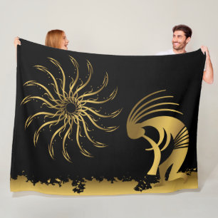Manta Polar Silhouette Gold Kokopelli Fleece Blanket