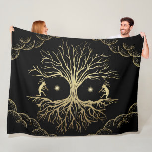 Manta Polar Silhouette Gold Kokopelli Fleece Blanket