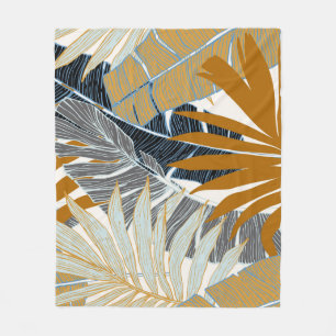 Manta Polar Silhouette Golden Tropical Leaves