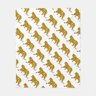 Manta Polar Silhouette Tiger Black and Naranja