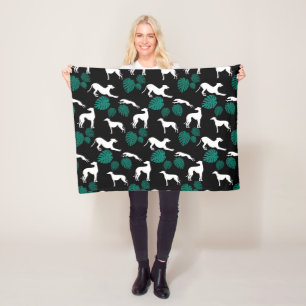 Manta Polar Silhouettes de Greyhound con hojas de Monstera