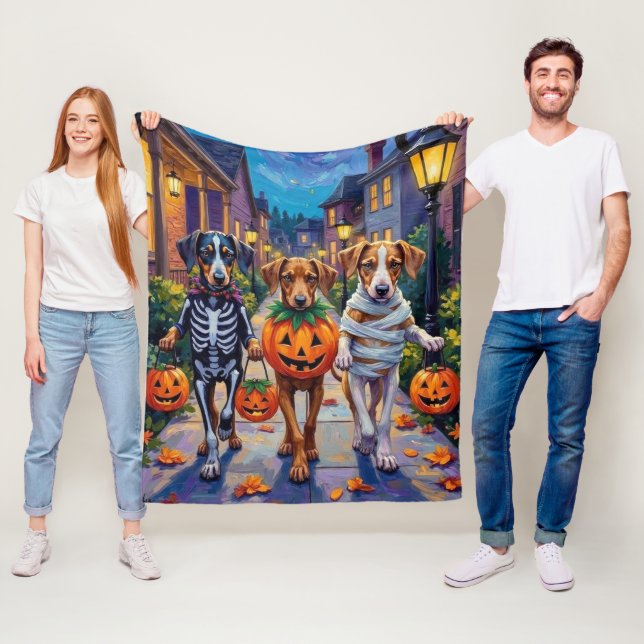 Manta Polar Silken Windhound Dogs in Halloween Costumes (In situ)