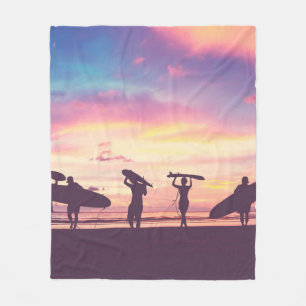 Manta Polar Silueta de los surfistas llevando su surf