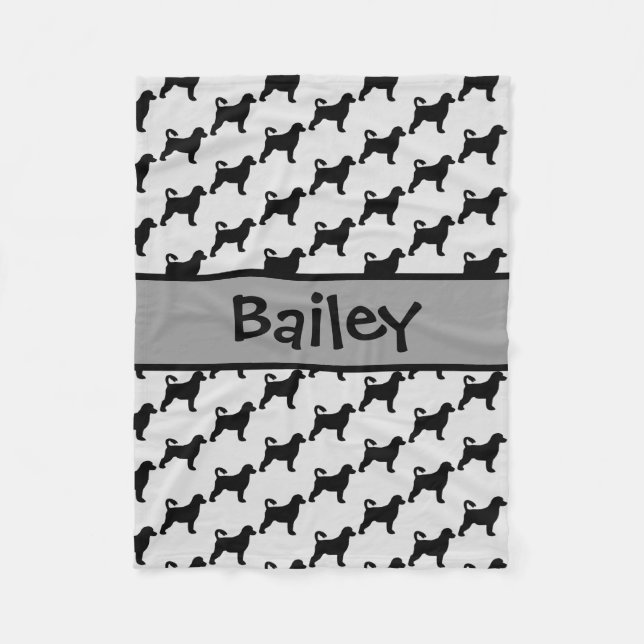 Manta Polar Silueta de perro de agua portugués personalizado (Anverso)