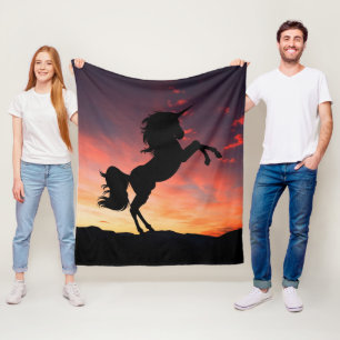 Manta Polar Silueta de Unicornio al Atardecer Softscape