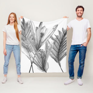 Manta Polar Silueta floral - gris