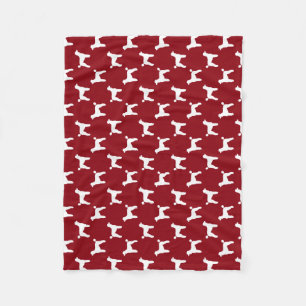 Manta Polar Siluetas de Caniche Estándar Patrón Rojo y Blanco