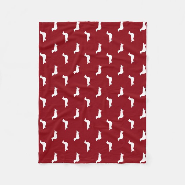 Manta Polar Siluetas de Dachshund de pelo largo | Perros Wiene (Anverso)