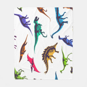 Manta Polar Siluetas de dinosaurio: patrón de sketch vintage.
