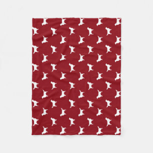 Manta Polar Siluetas de Golden Retriever Patrón Rojo y Blanco