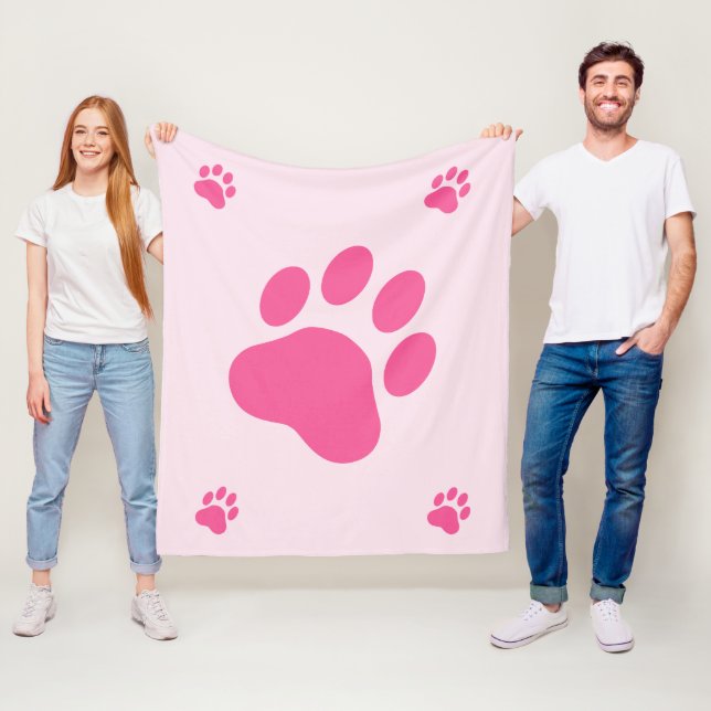 Manta Polar Siluetas de patas de perro rosadas (In situ)