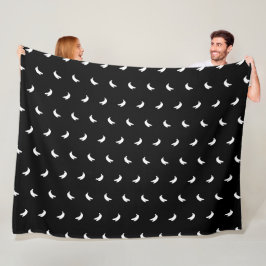 Manta Polar Siluetas de pequeñas bananas blancas sobre negro