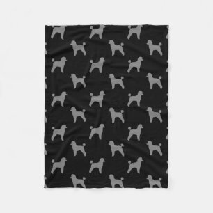 Manta Polar Siluetas de perro Caniche Toy Patrón Negro y Gris