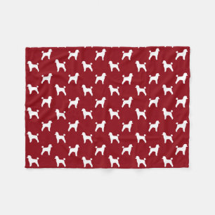 Manta Polar Siluetas de perro Caniche Toy Rojo y Blanco